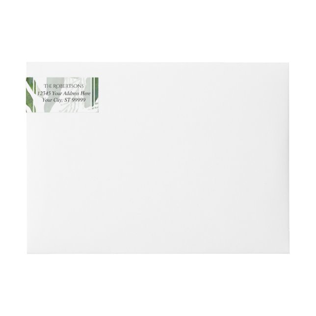 Wrap Around Fern Forest Foliage Emerald Wedding Label (Front)