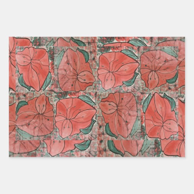 Wrap in pink flowers. wrapping paper sheet (Front 3)