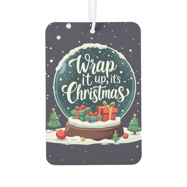 Wrap It Up It’s Christmas Snow Globe Design Car Air Freshener (Back)