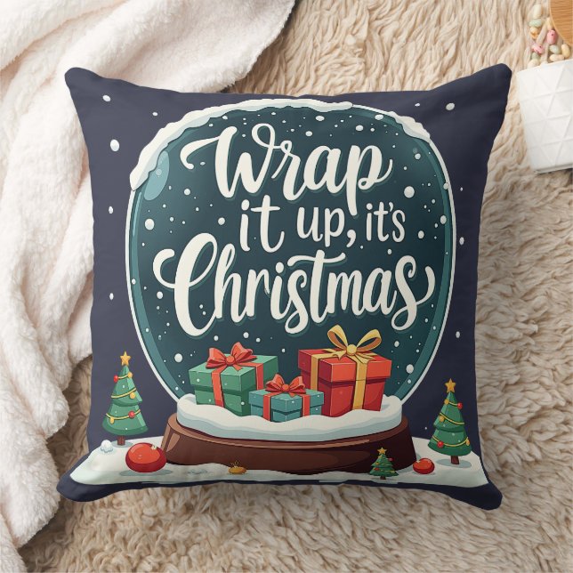 Wrap It Up It’s Christmas Snow Globe Design Cushion (Blanket)