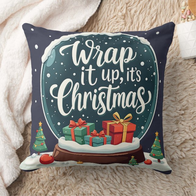 Wrap It Up It’s Christmas Snow Globe Design Cushion (Blanket)