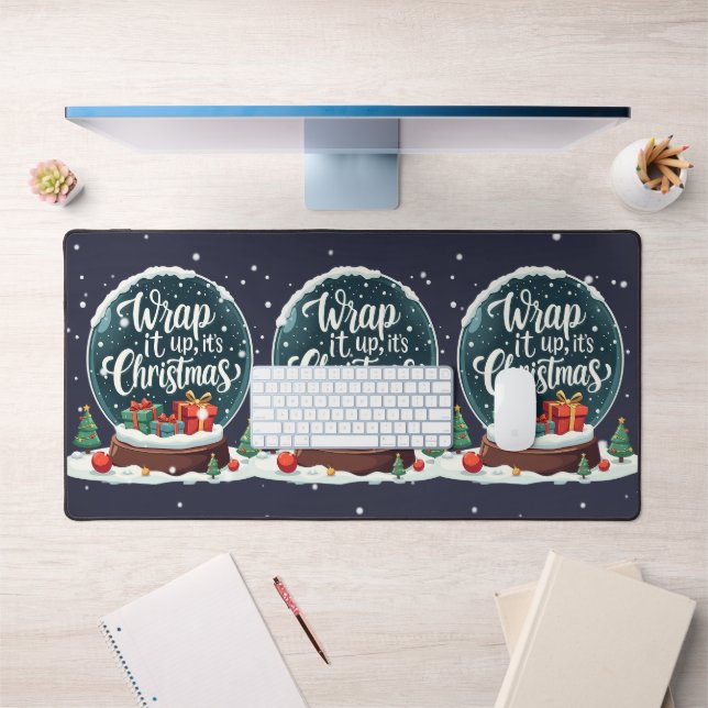 Wrap It Up It’s Christmas Snow Globe Design Desk Mat (Office 1)