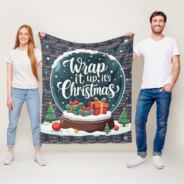 Wrap It Up It’s Christmas Snow Globe Design Fleece Blanket (In Situ)