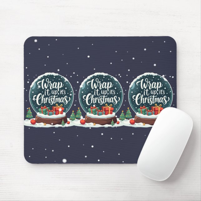 Wrap It Up It’s Christmas Snow Globe Design Mouse Mat (With Mouse)