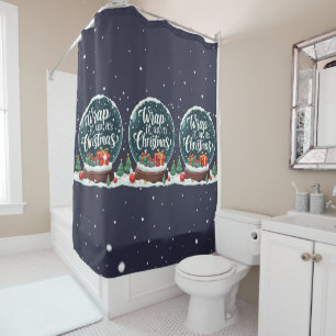Wrap It Up It’s Christmas Snow Globe Design Shower Curtain
