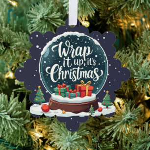 Wrap It Up It’s Christmas Snow Globe Design Tree Decoration Card