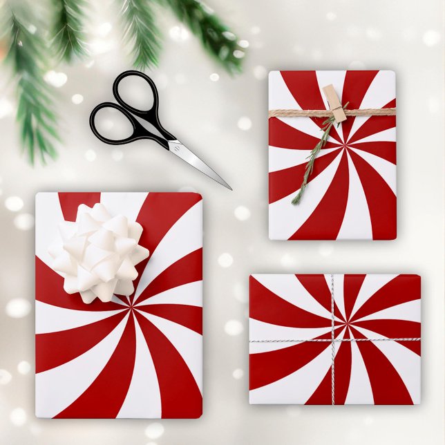 Wrap It Up with Peppermint Candy  Wrapping Paper Sheet (Wrap up your Christmas gifts in modern peppermint candy swirl.)