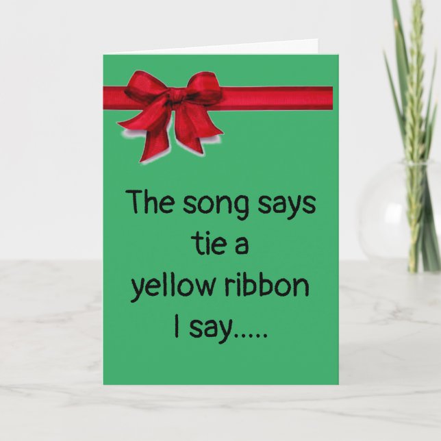 WRAP RED RIBBON AROUND YOU AT CHRISTMAS WITH LOVE  HOLIDAY CARD (Front)