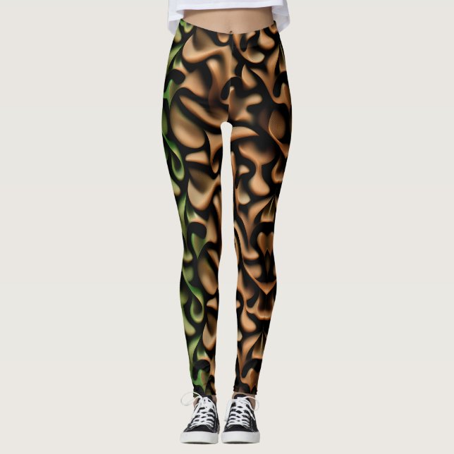 Wrap up Green Copper Mosaic Pattern Leggings (Front)