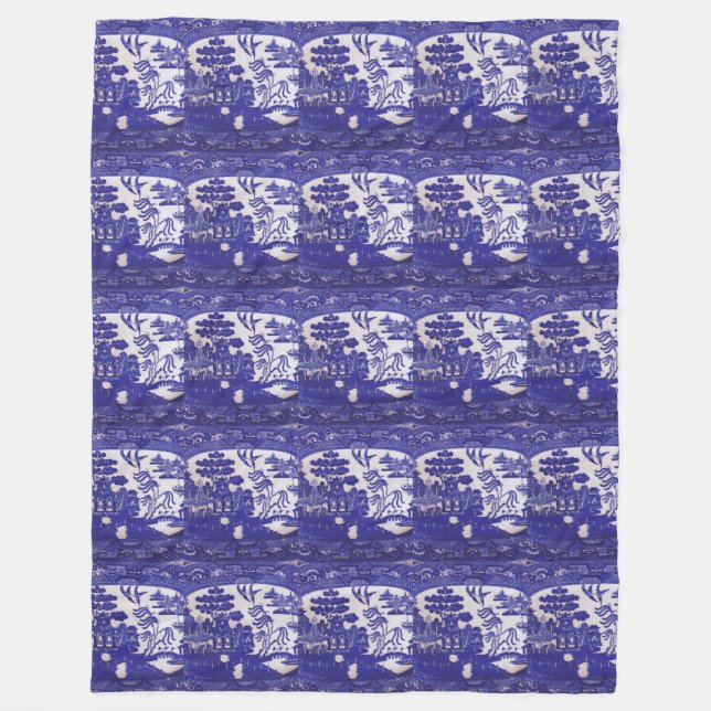 Wrap Yourself in centuries of Blue Willow Lore Fleece Blanket (Front)