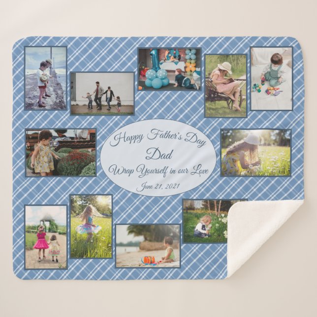 Wrap Yourself in Our Love Fathers Day Photo Collag Sherpa Blanket (Front (Horizontal))