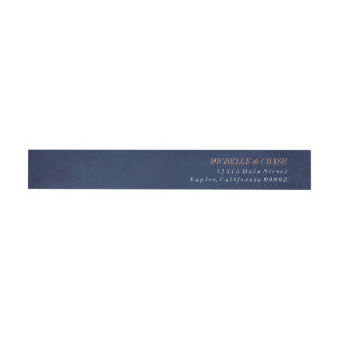 Wraparound address label, navy blue, wedding wrap around label