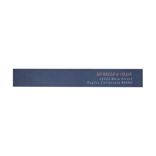 Wraparound address label, navy blue, wedding wrap around label (Individual)