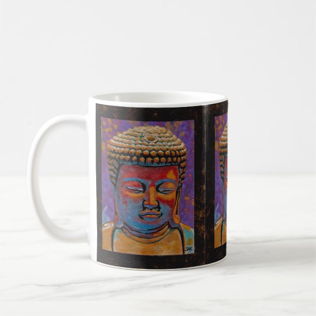 Wraparound Buddha Mug in Red, Gold and Black (Left)