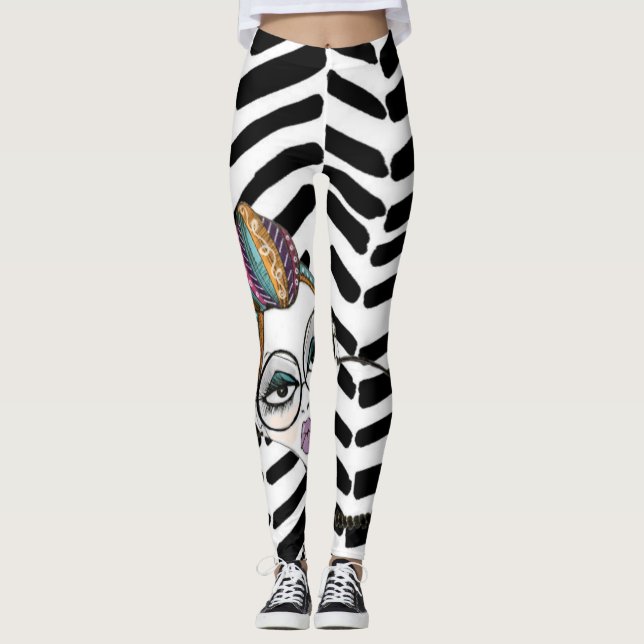 Wrapped Black & White Leggings (Front)