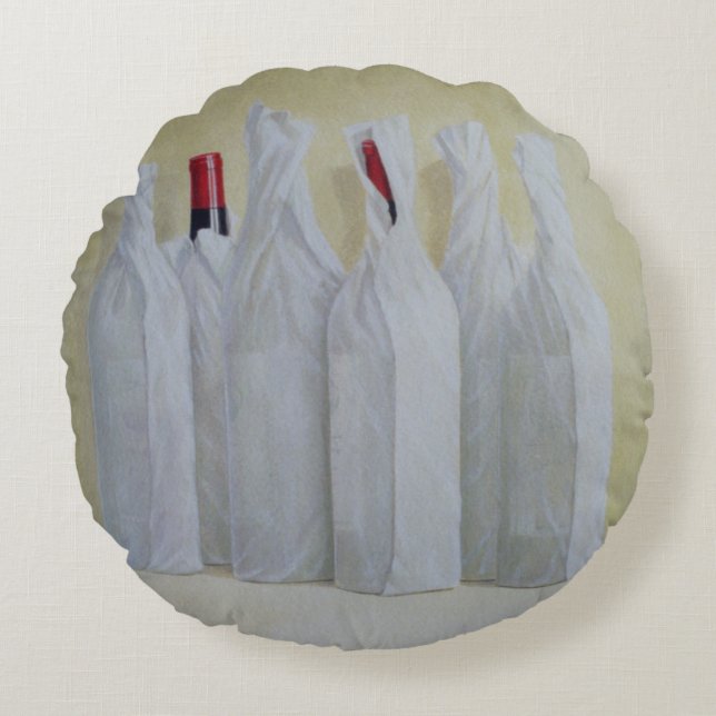 Wrapped Bottles Number 2 1990s Round Cushion (Front)
