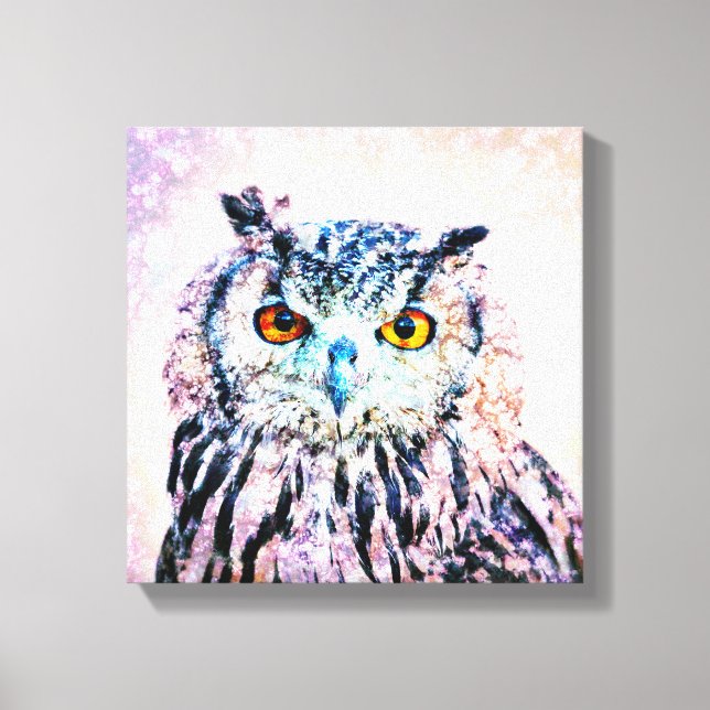 Wrapped Canvas Art - Owl Mixed Media (Front)