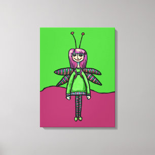 Wrapped Canvas, Cute Dragonfly Girl Painting Canvas Print