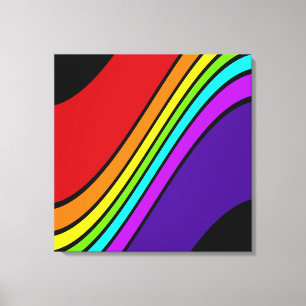Wrapped Canvas Print, Abstract Curved Rainbow