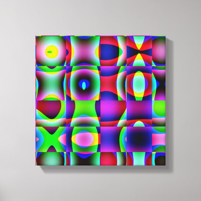 Wrapped Canvas Print, Abstract Tic Tac Toe Cubism (Front)
