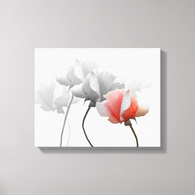 Wrapped Canvas with Black & White Roses, One Pink (Front)