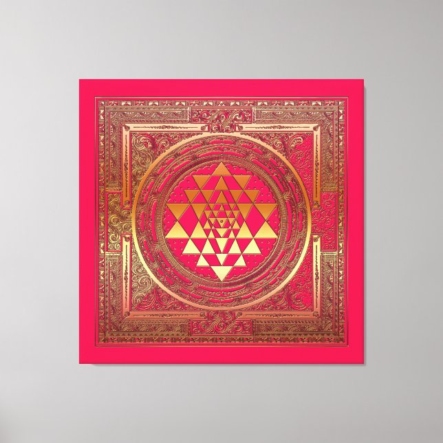 wrapped canvas yantra mandala india gold pink yoga (Front)