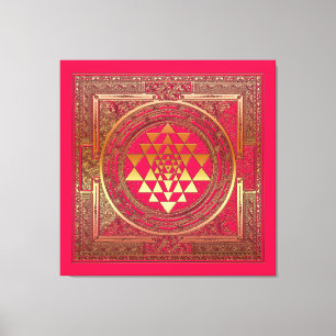 wrapped canvas yantra mandala india gold pink yoga