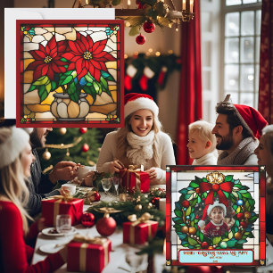 Wrapped Christmas Puppy Faux Stained Glass