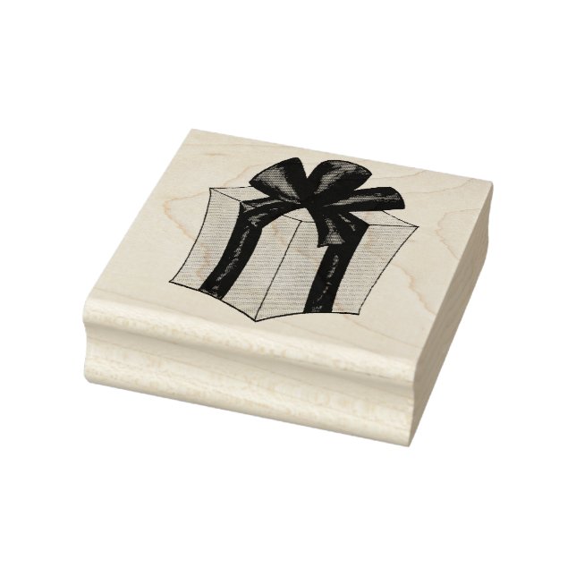 Wrapped Gift Present Box Christmas Birthday Party Rubber Stamp (Stamp)