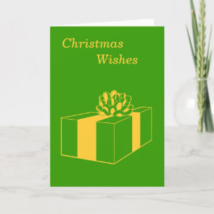 wrapped gold gift for minimal christmas  holiday card