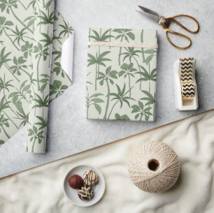Wrapped in Art: Hand-Drawn Palm Botanical Sage Wrapping Paper