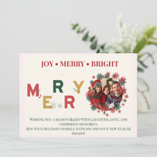Wrapped in Joy Tied with Merry Christmas Photo Holiday Card