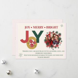 Wrapped in Joy Tied with Merry Photo Christmas Holiday Card