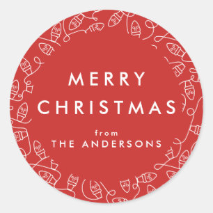 Wrapped in Lights Round Holiday Sticker