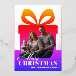 Wrapped in Love - Christmas Family Rainbow Silver Foil Holiday Card