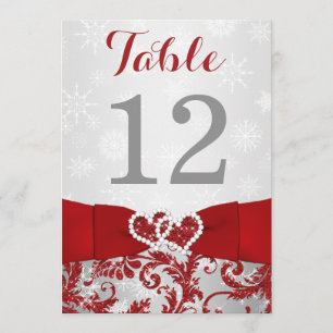 Wrapped in Love Joined Hearts Table Number Card