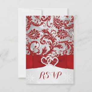 Wrapped in Love Joined Hearts Wedding RSVP - Red