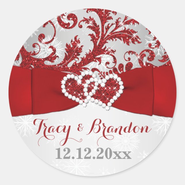Wrapped in Love Joined Hearts Wedding Sticker (Front)