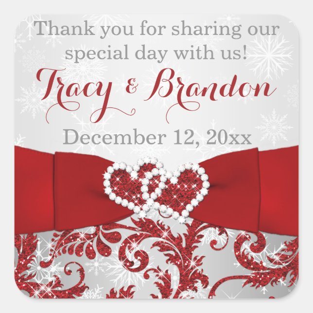 Wrapped in Love Joined Hearts Wedding Sticker 3 (Front)