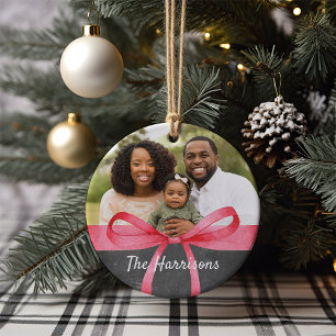 Wrapped in Red   Photo Christmas Ceramic Tree Decoration