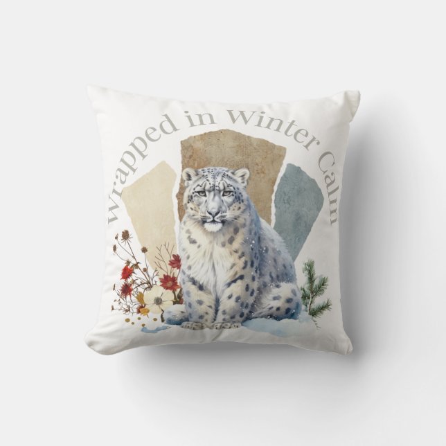Wrapped in Winter Calm Leopard Art Cushion (Front)