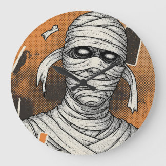Wrapped Mummy Horror Art Large Clock