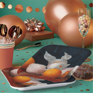 Wrapped Oranges by William Joseph Mccloskey Paper Plate