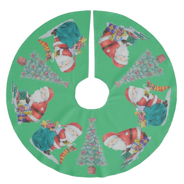 wrapped presants with traditional father christmas brushed polyester tree skirt (Front)