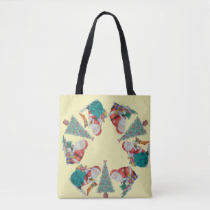 wrapped presants with traditional father christmas tote bag