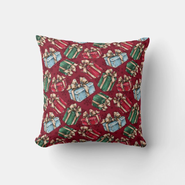 Wrapped Presents Festive Christmas Cushion (Front)
