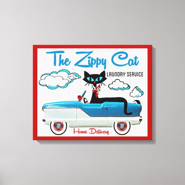 Wrapped Stretched Atomic Cat Laundry Room Canvas Print (Front)