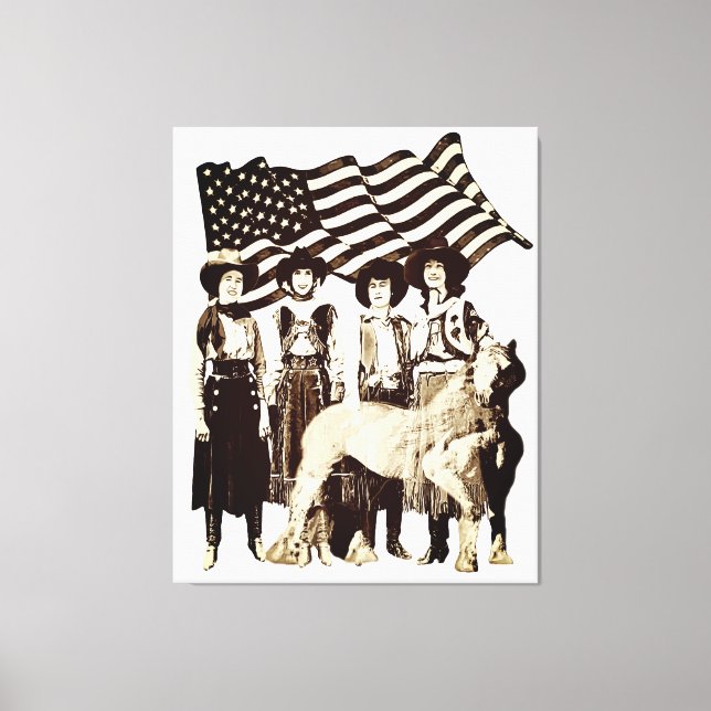 Wrapped Stretched Vintage American Cowgirl Canvas Print (Front)
