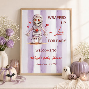 Wrapped Up in Love Lavender Mummy Baby Shower Poster