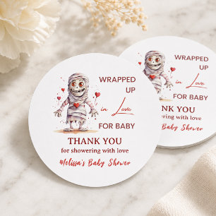 Wrapped Up in Love Mummy Halloween Baby Shower Classic Round Sticker